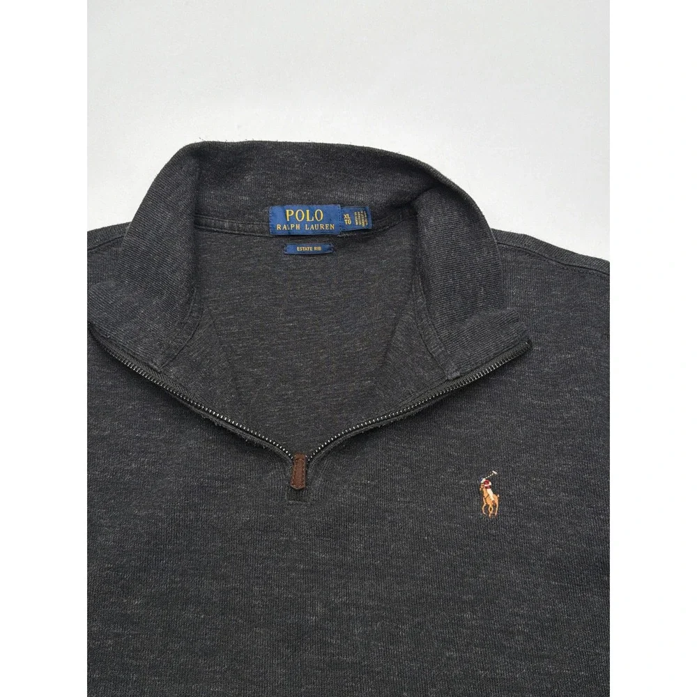 Polo Ralph Lauren Men's Charcoal Heather 1/4 Zip Long Sleeve Pullover Sweater XL